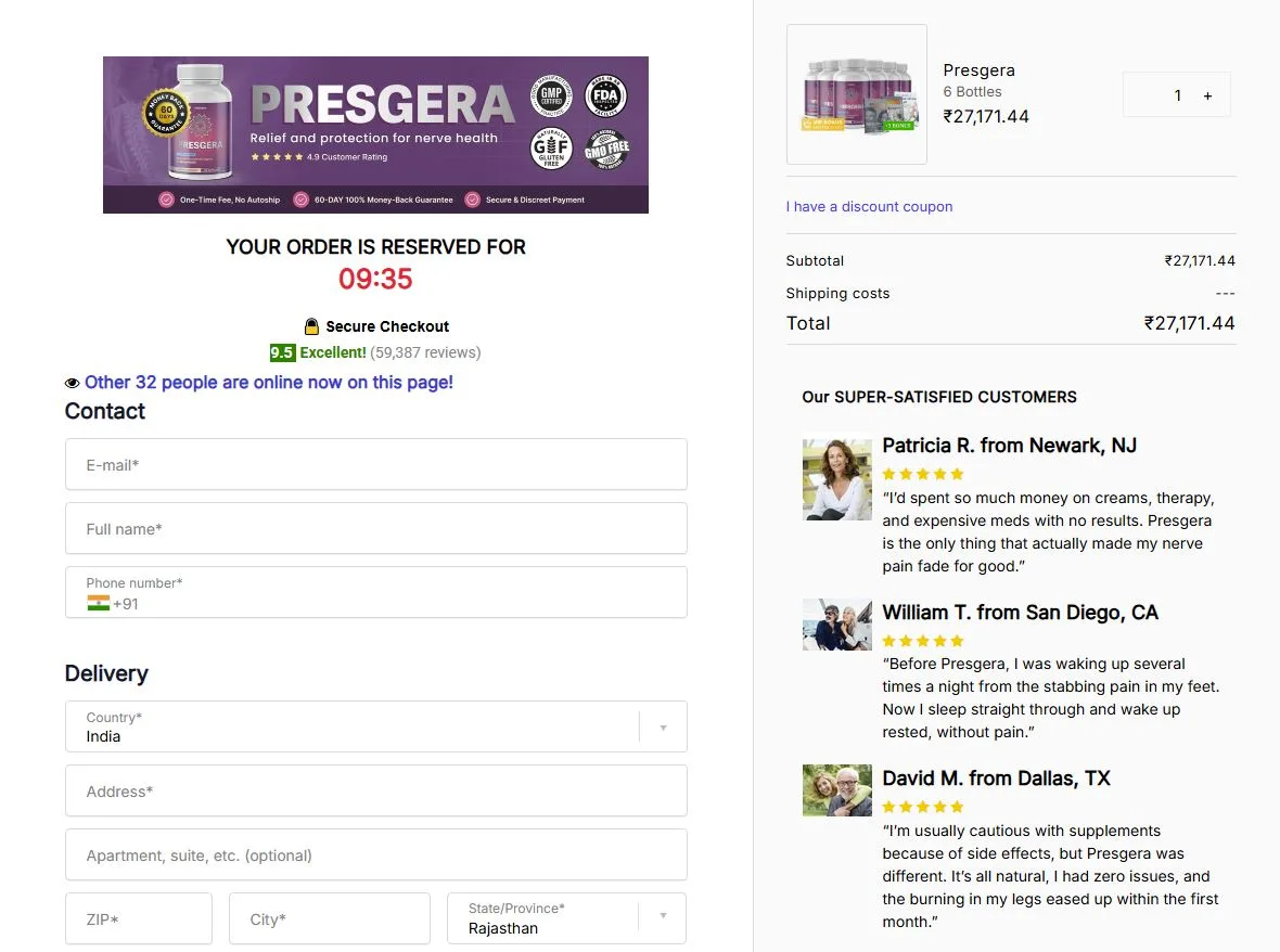 Presgera order page